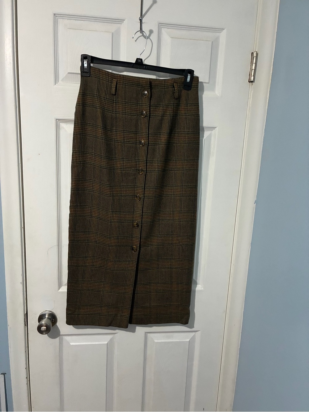 JH Collectibles Brown Plaid Maxi Skirt with Front Buttons